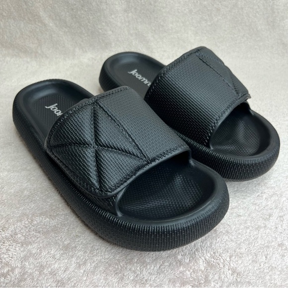 Puffy Comfort Cloud Pool Slides Sandals-Black-Womens 5.5-Casual-Beach-Lounge-NEW - Picture 1 of 10